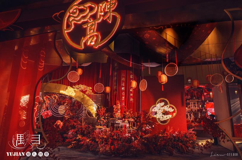经典的暖色系婚礼,中式婚礼红绿搭配婚礼布置