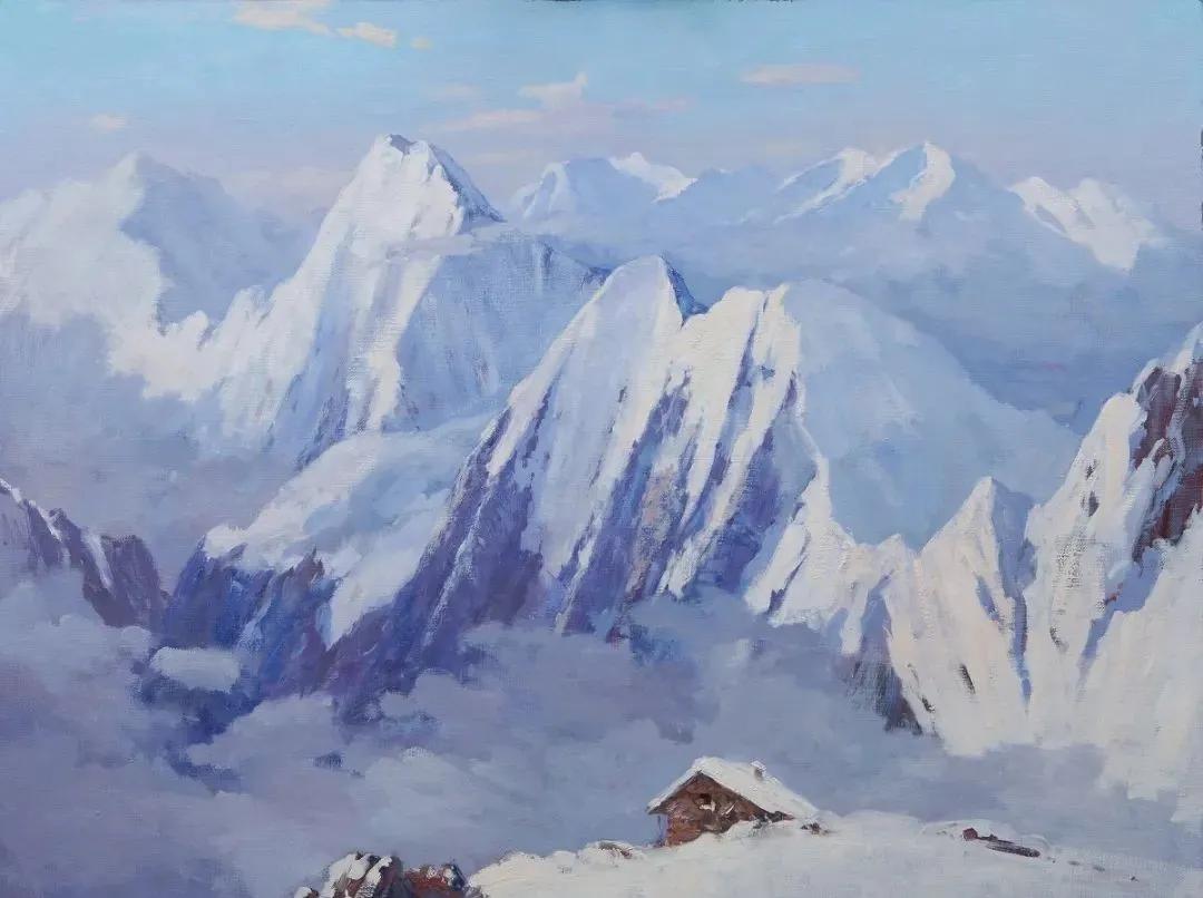 氛围感风景油画作品简单初学者,简单的小清新系油画