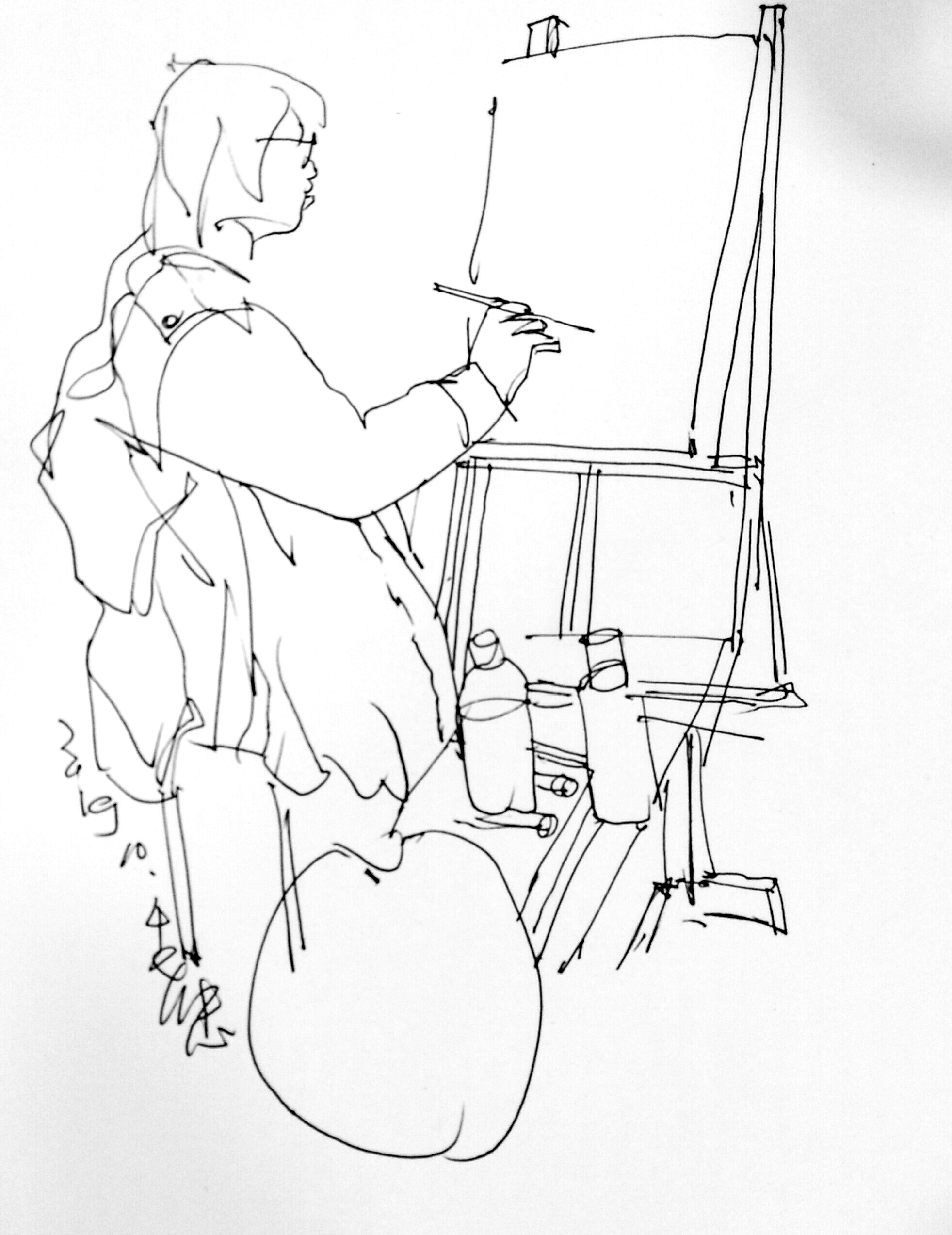 亲切友好的钢笔画速写