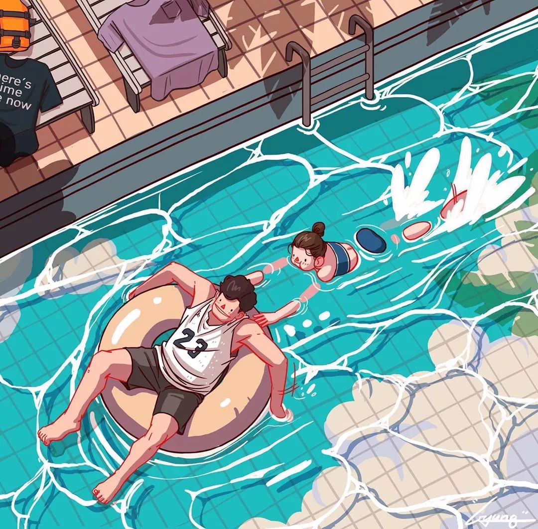 情侣日常手绘插画日记,手绘给女朋友的手账画