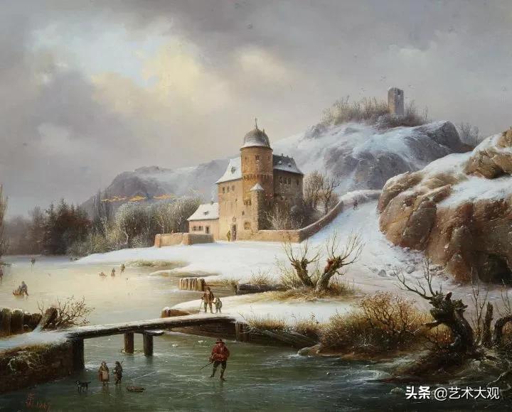 欧洲古建筑风景油画,世界上最顶级的树林木屋风景油画