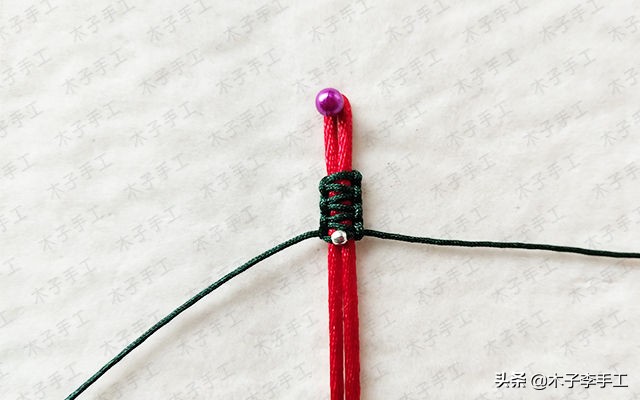 双向平结手链收尾串珠,花样平结串珠手链编织