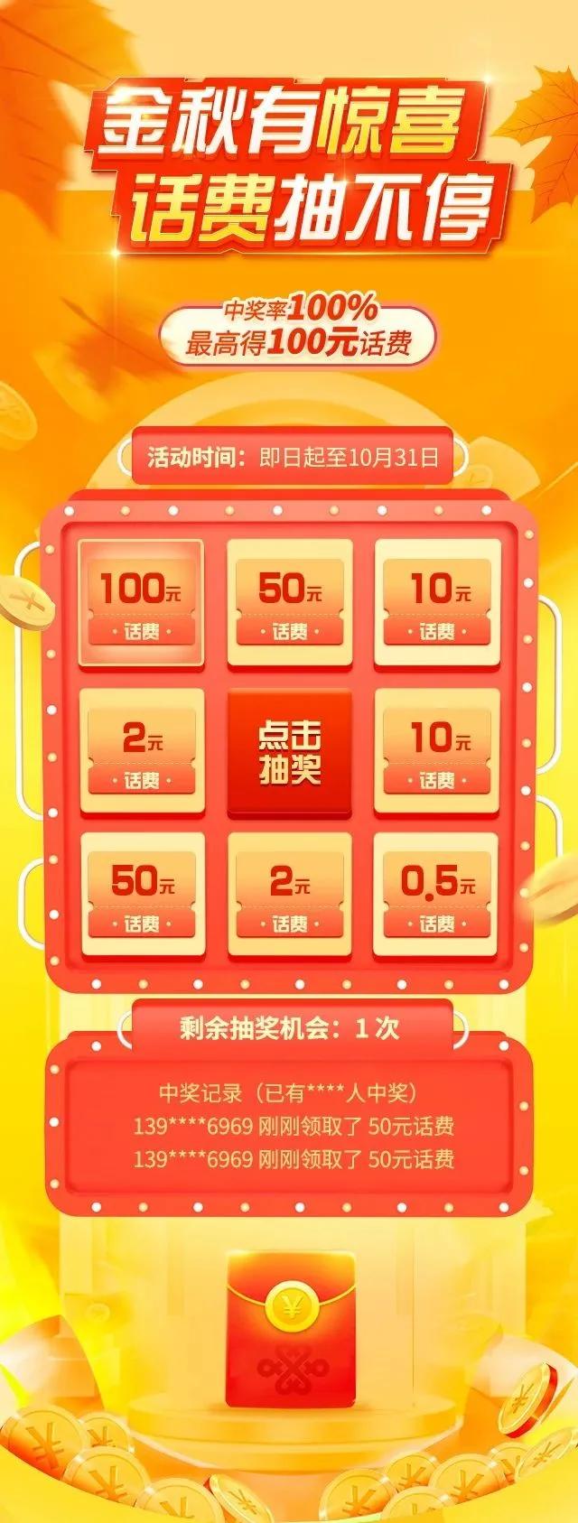 话费充100到账400,100元话费免费领手机