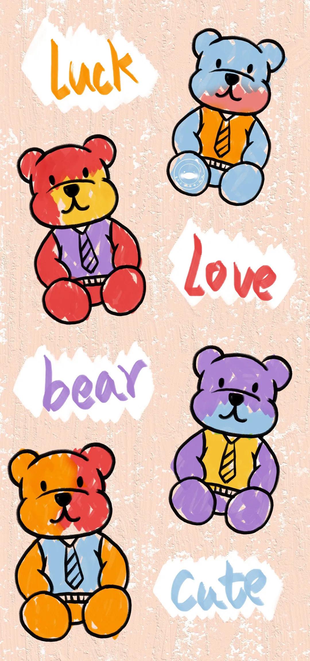 宇航员壁纸卡通可爱油画,ins超火卡通小熊壁纸油画