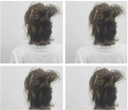 短发利落无刘海扎发,短发尴尬期半扎发