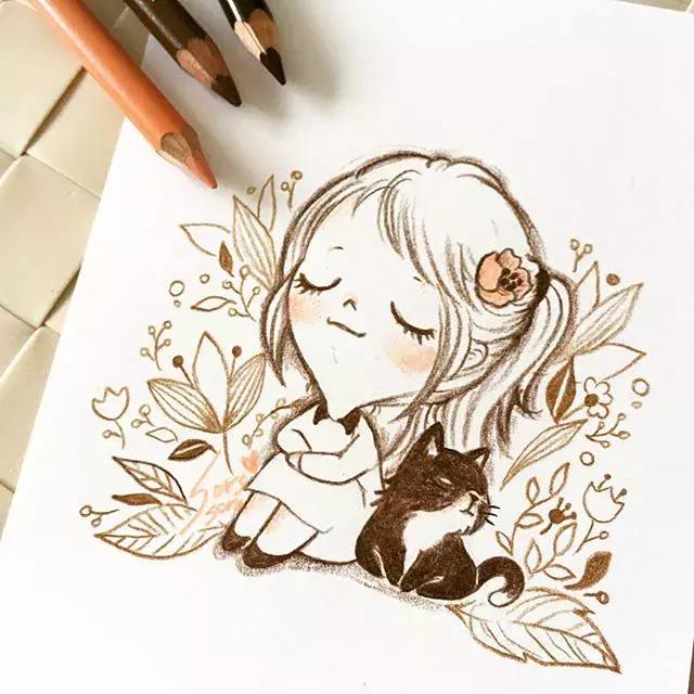 哈士奇的简笔画图片用彩铅画的,儿童彩铅简笔画6-12岁美观小人