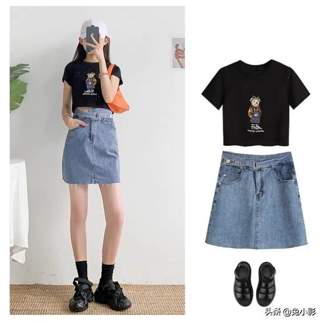 夏季时尚卡通t恤,短款简约的t恤怎么搭都时髦好看