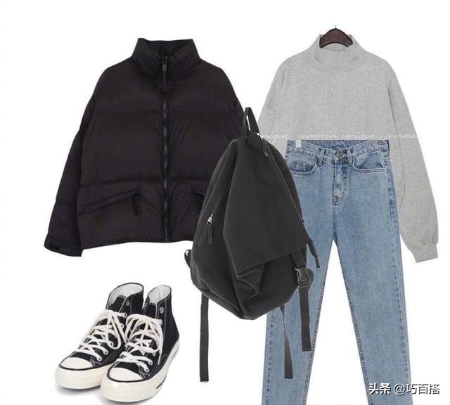 黑色长款棉服特别遮肉百搭又好看,简单气质款黑色棉服