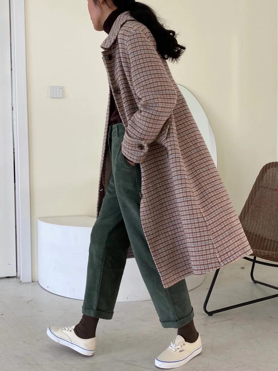 韩国小姐姐大衣穿搭,韩国小姐姐学院风大衣内搭