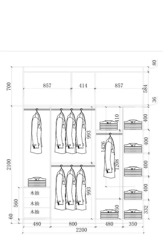衣柜布局设计尺寸图,52公分的衣柜怎么设计