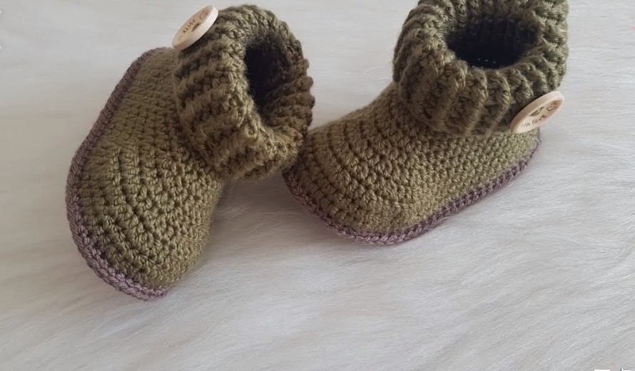 毛线钩编宝宝鞋视频全程教程,巧手女工编织婴儿毛线鞋视频教程