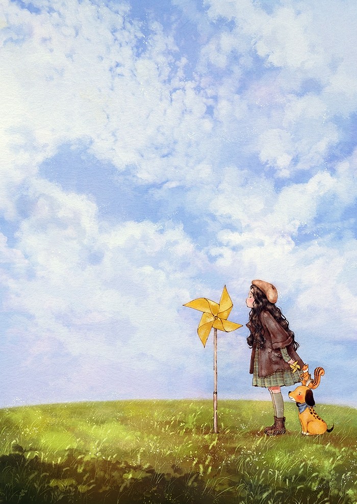 韩国插画师森林女孩日记图文,水彩插画森林女孩日记