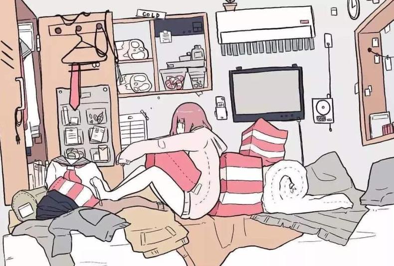 女孩的凌乱温馨房间,女孩子的房间凌乱图片