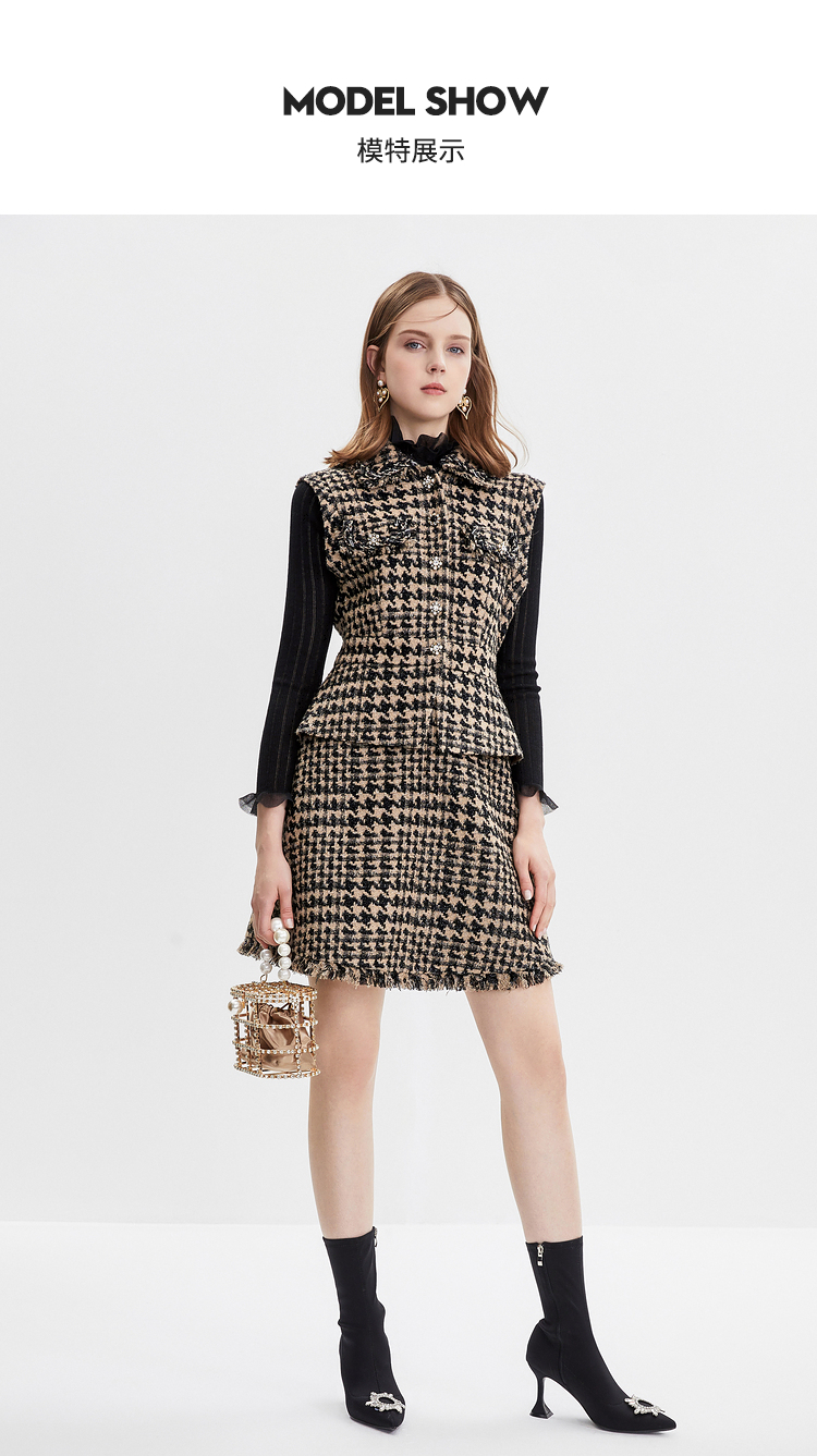 小香风羽绒外套女款中长款莱茵,女款小香风外套冬修身莱茵