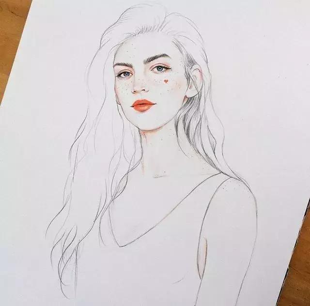 淡淡的彩铅插画，好迷人、性感