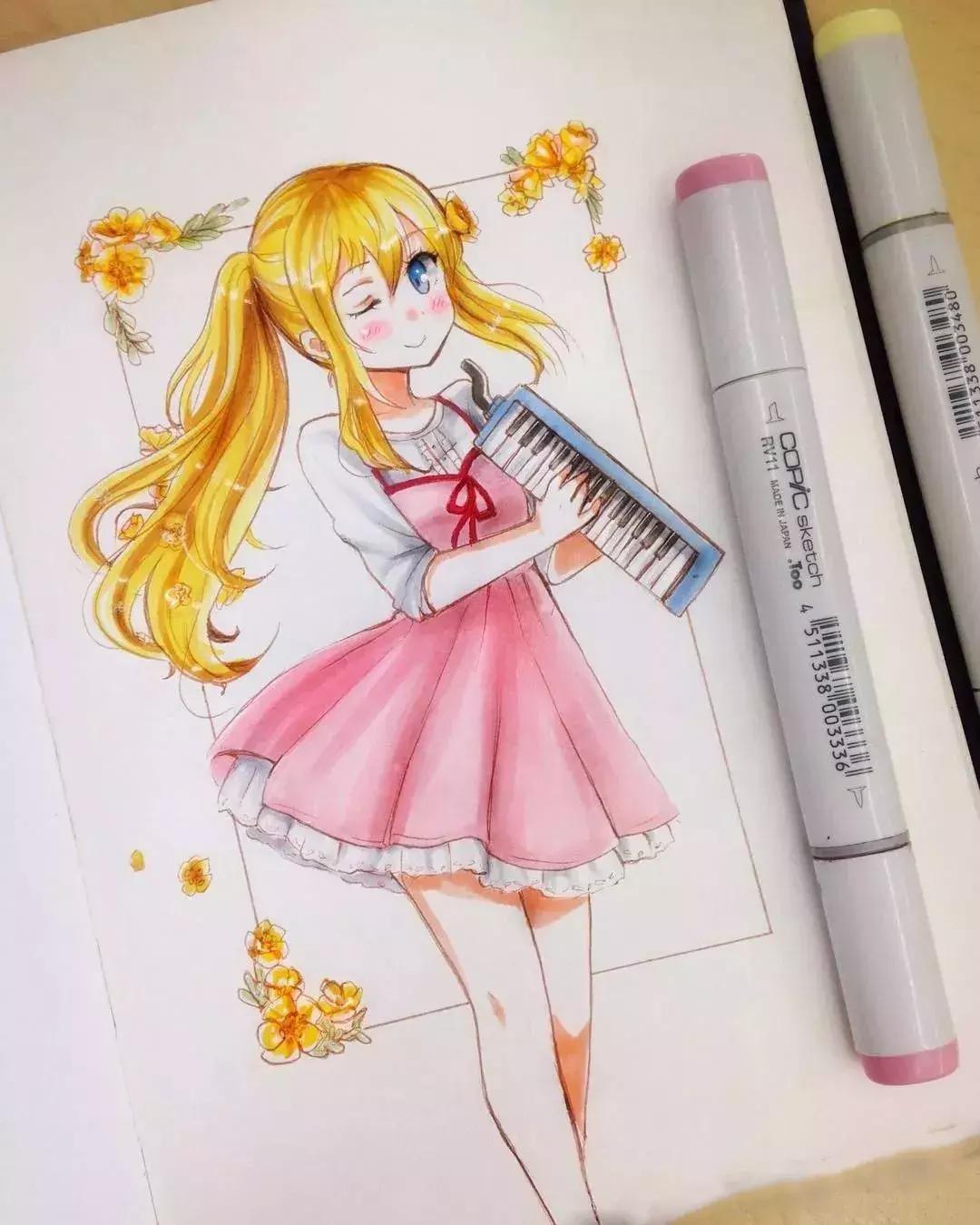 可爱动漫人物手绘马克笔,马克笔好看的动漫人物