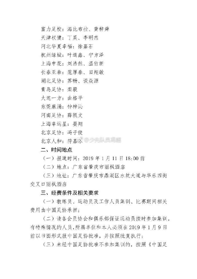 2019u14足球国家集训队名单,u14国少最新集训名单女足