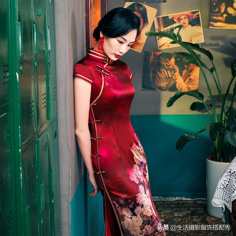 30岁到35岁女旗袍高端长袖加厚,高档旗袍35岁黄色