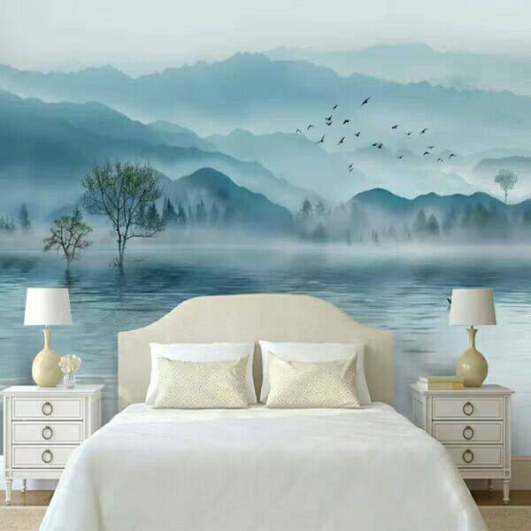 电视背景墙有山水忌讳么,岩板山水电视背景墙效果图