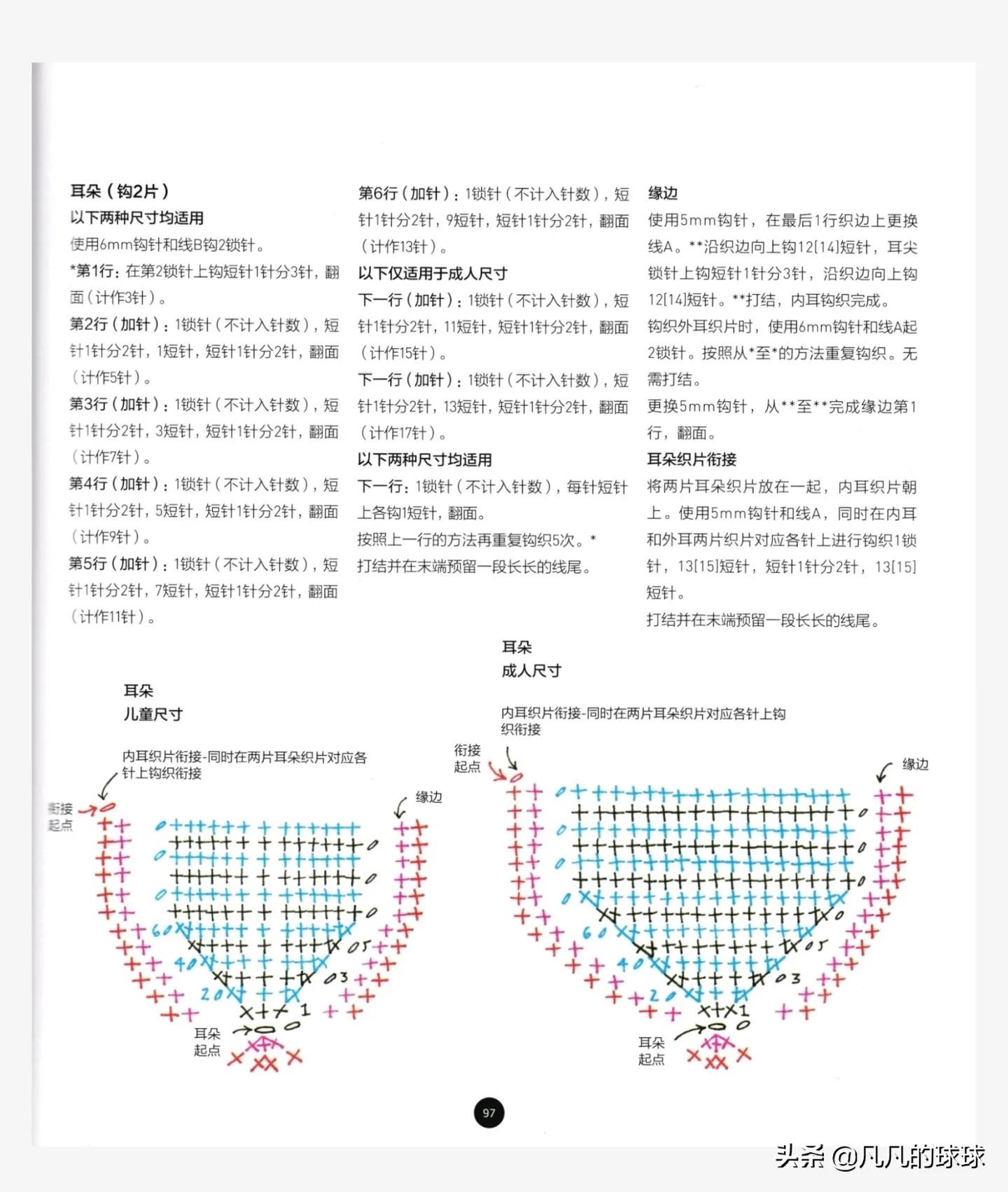 儿童小熊猫帽子编织教程,史迪奇儿童帽子编织教程