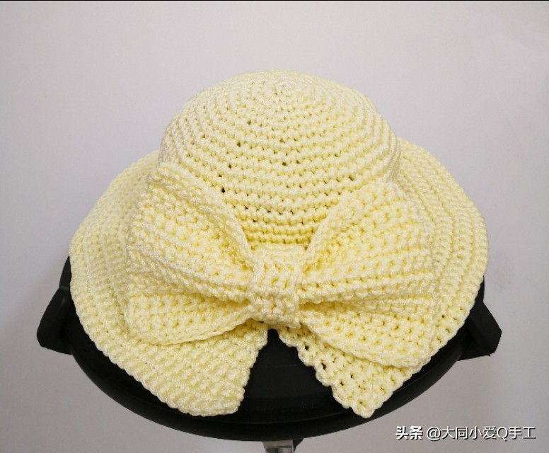 丝带遮阳帽夏凉帽钩织教程,夏季遮阳帽大帽檐钩针教程