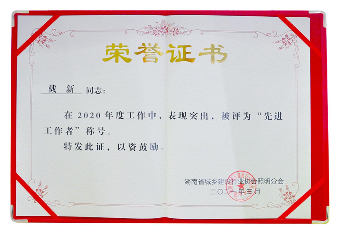 喜讯！祝贺智联信通获评湖南省照明行业2020年度“优秀企业”