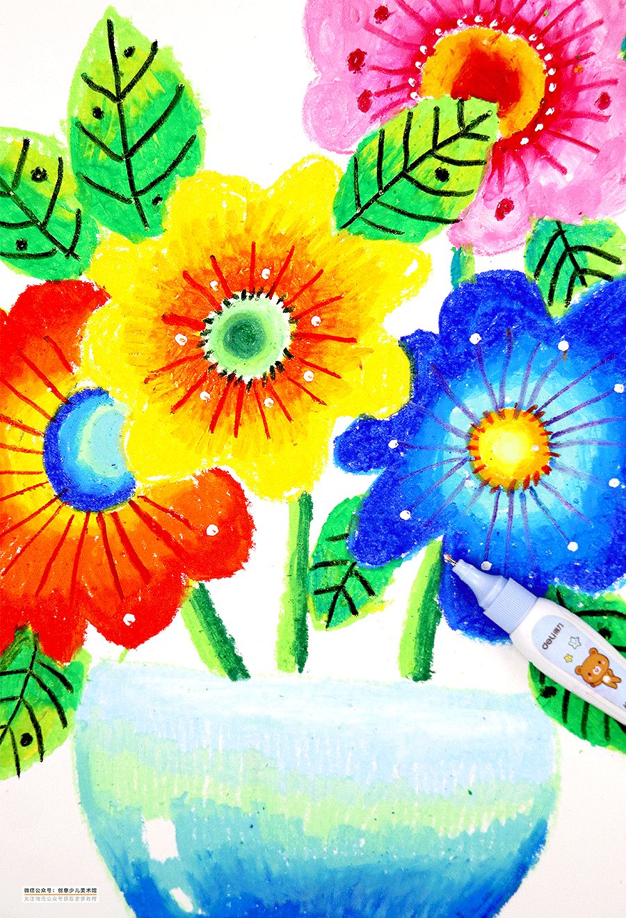 用油画棒刮刀画花朵,用油画棒画花朵教程简单立体