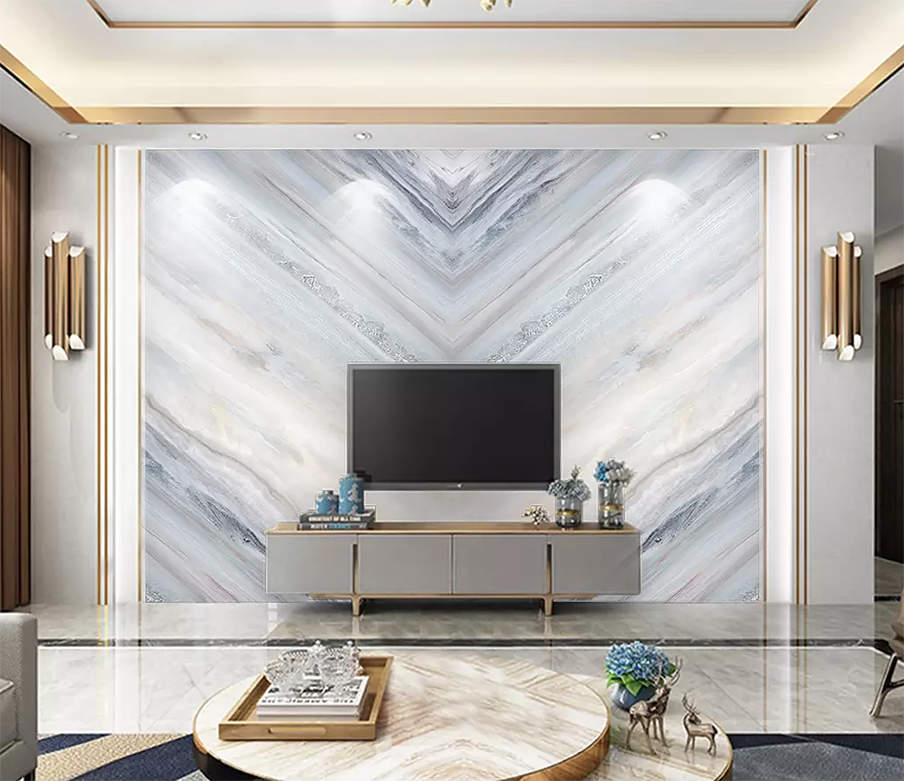 新中式风格瓷砖石材艺术背景墙,大理石瓷砖背景墙效果图
