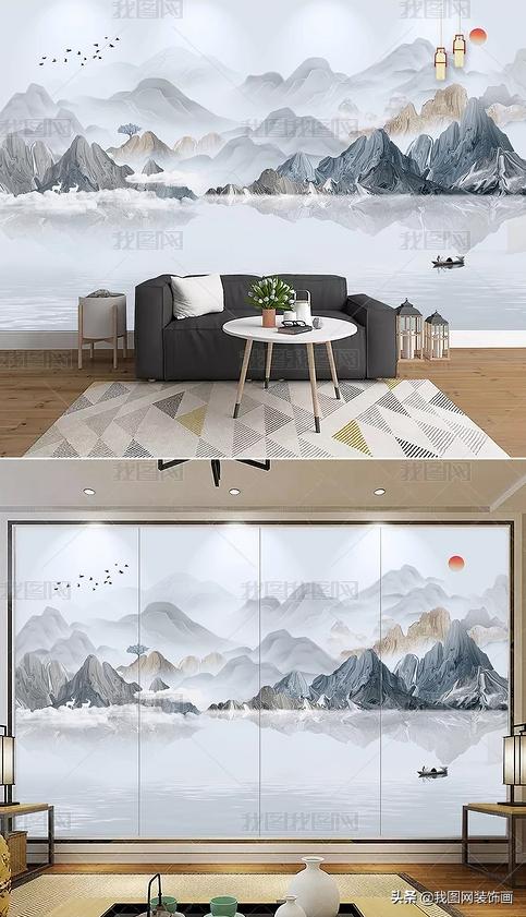 山水风景画背景墙雕刻,山水风景画背景墙寓意