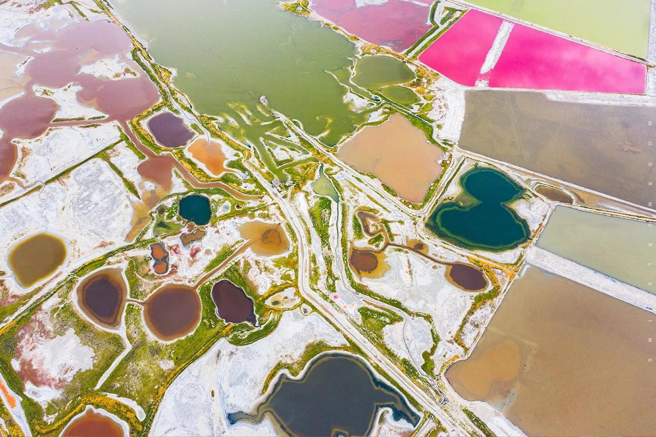 运城盐湖色彩斑斓图片,运城盐湖为什么色彩斑斓