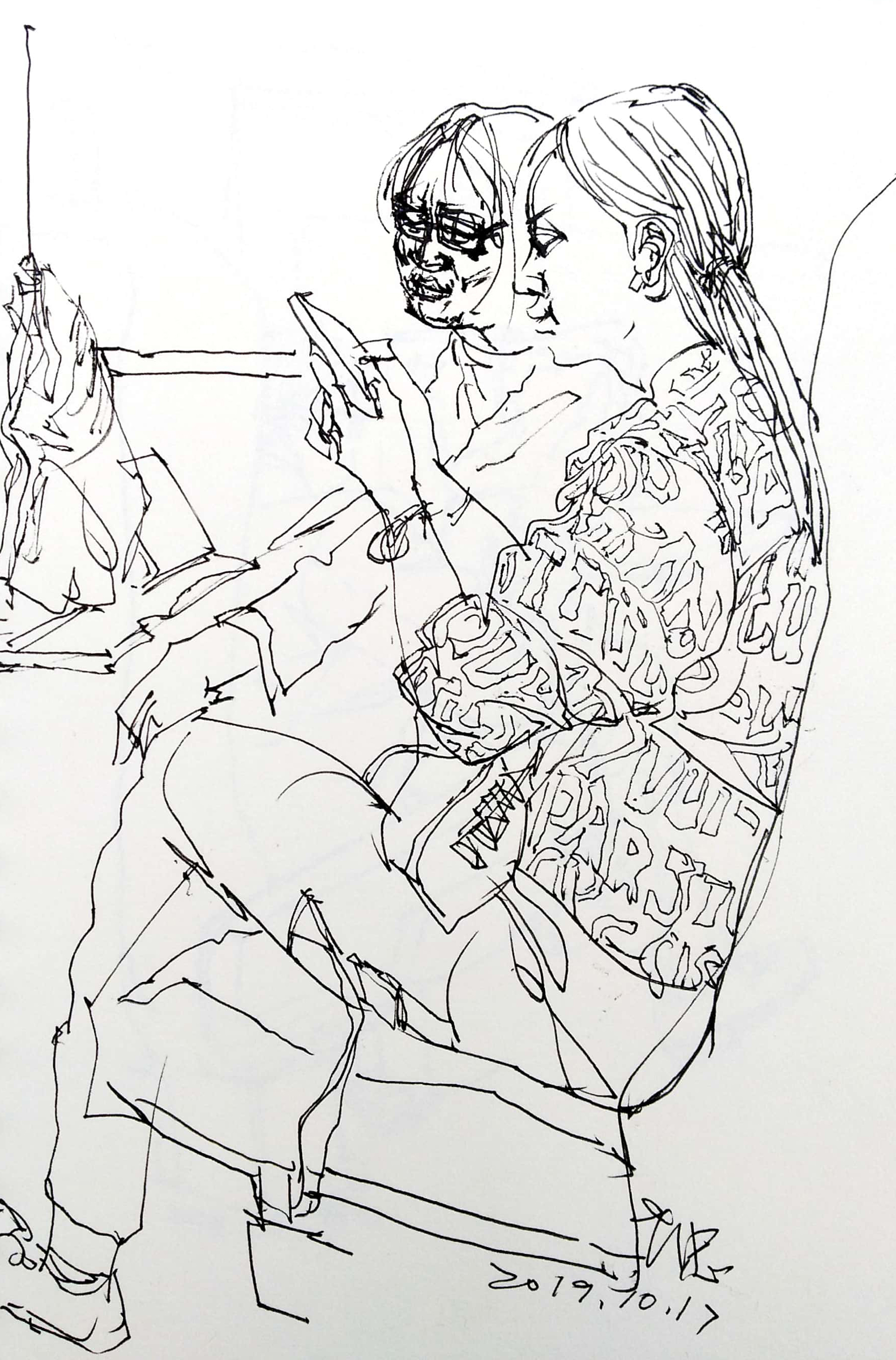 亲切友好的钢笔画速写