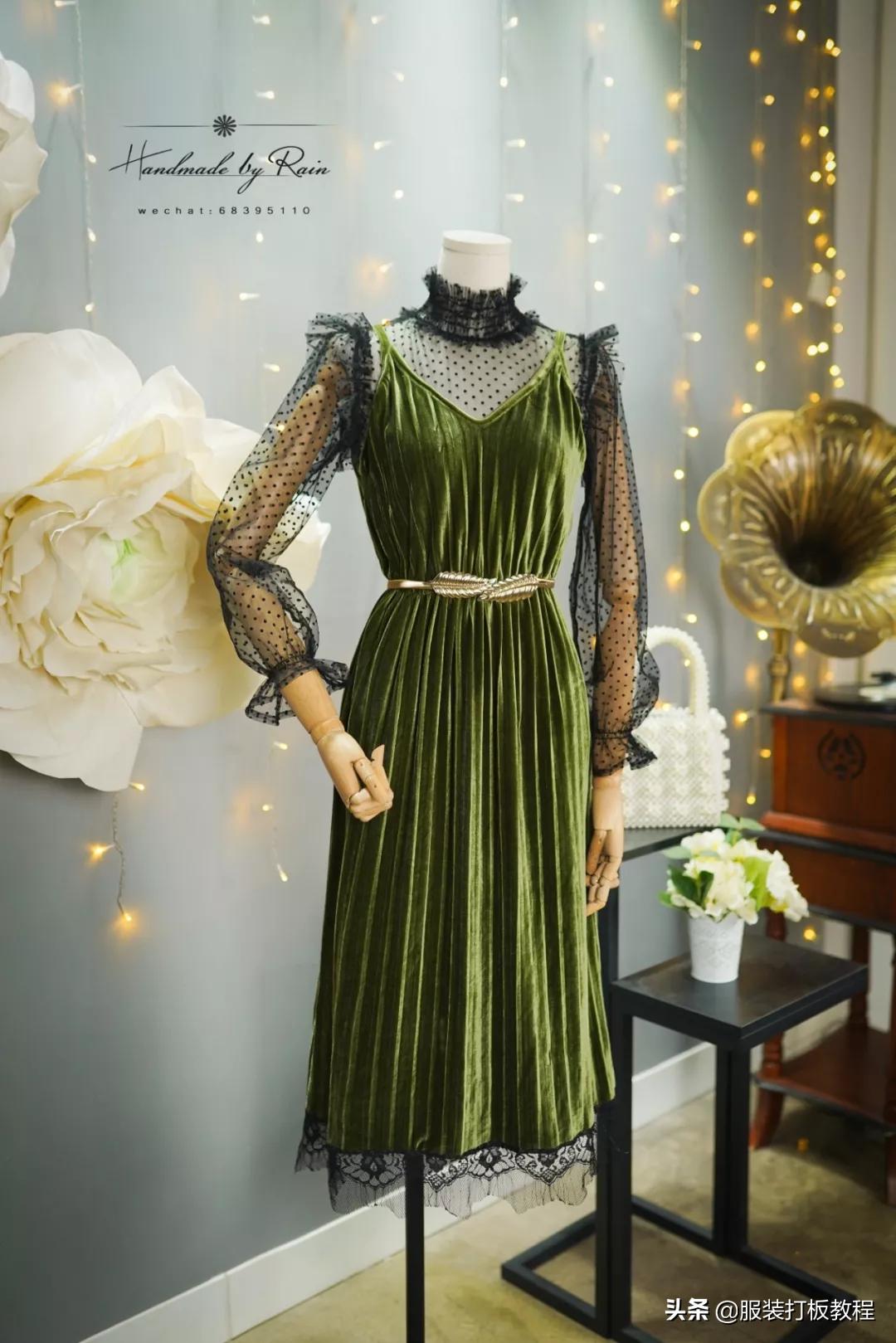 蕾丝半高领网纱打底衫制作,蕾丝高领拼接打底衫制作教程