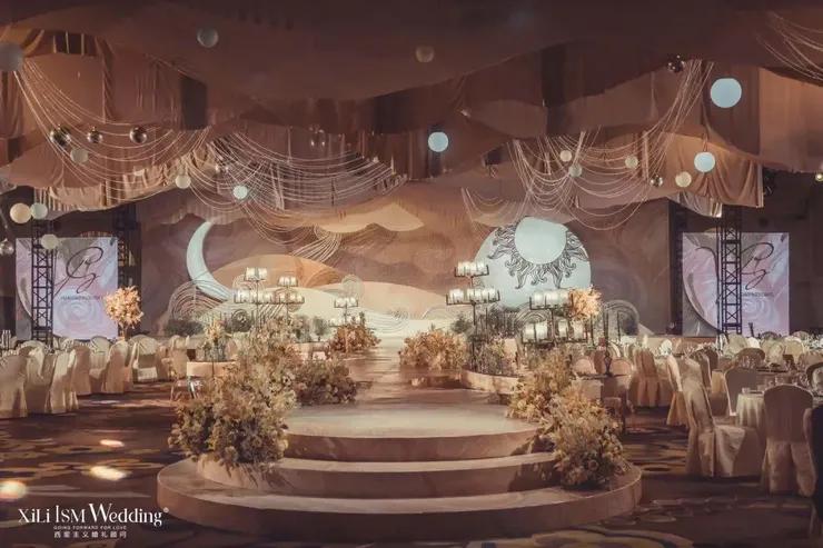 奢华香槟色婚礼风格,香槟色轻奢大气婚礼设计图