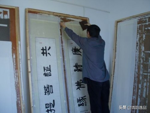 字画木框手工装裱全过程,字画装裱浆糊制作全过程视频