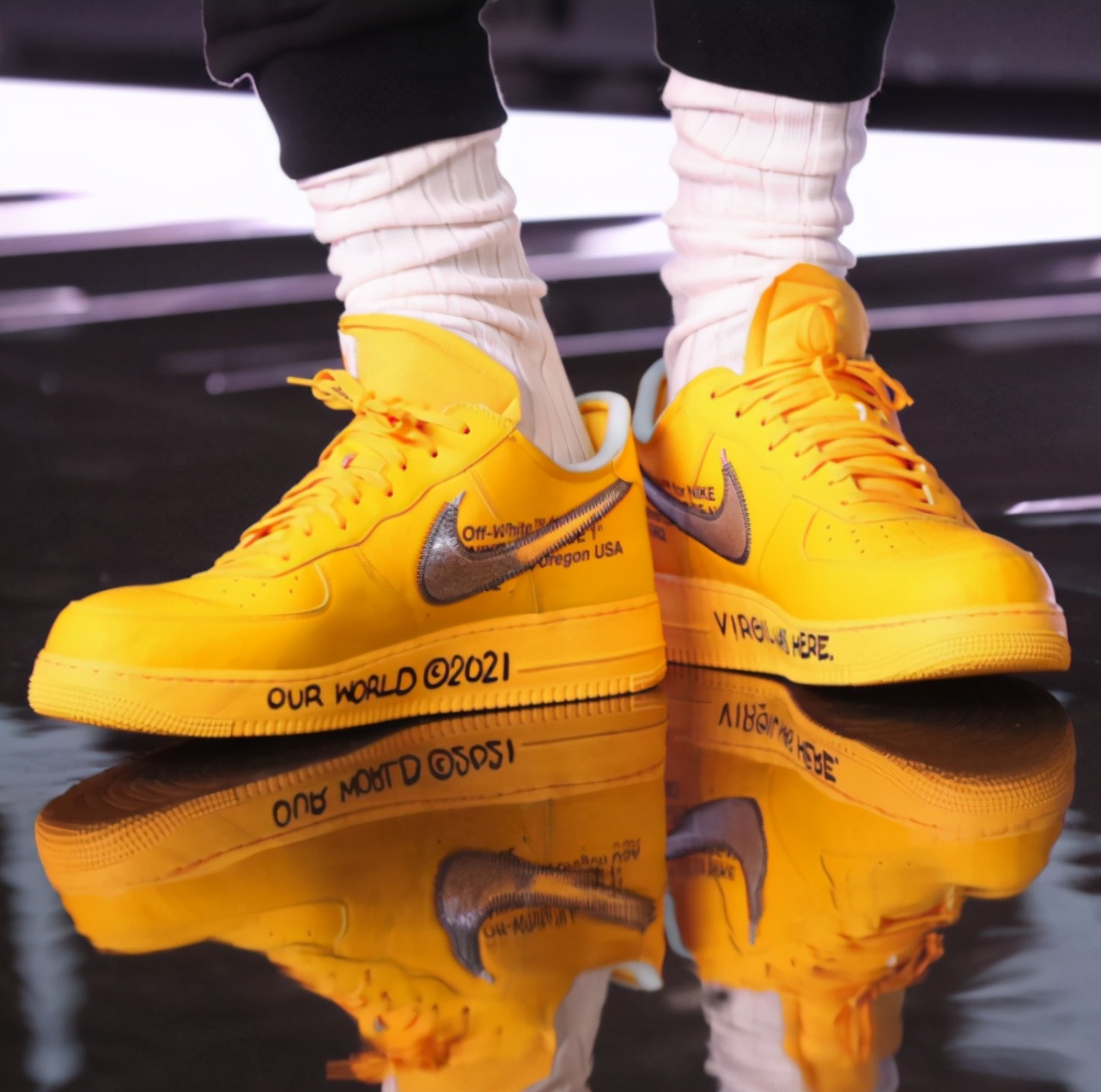 搞黄色！Off-Whitex耐克AF1联名真要发售了！实物又泄露