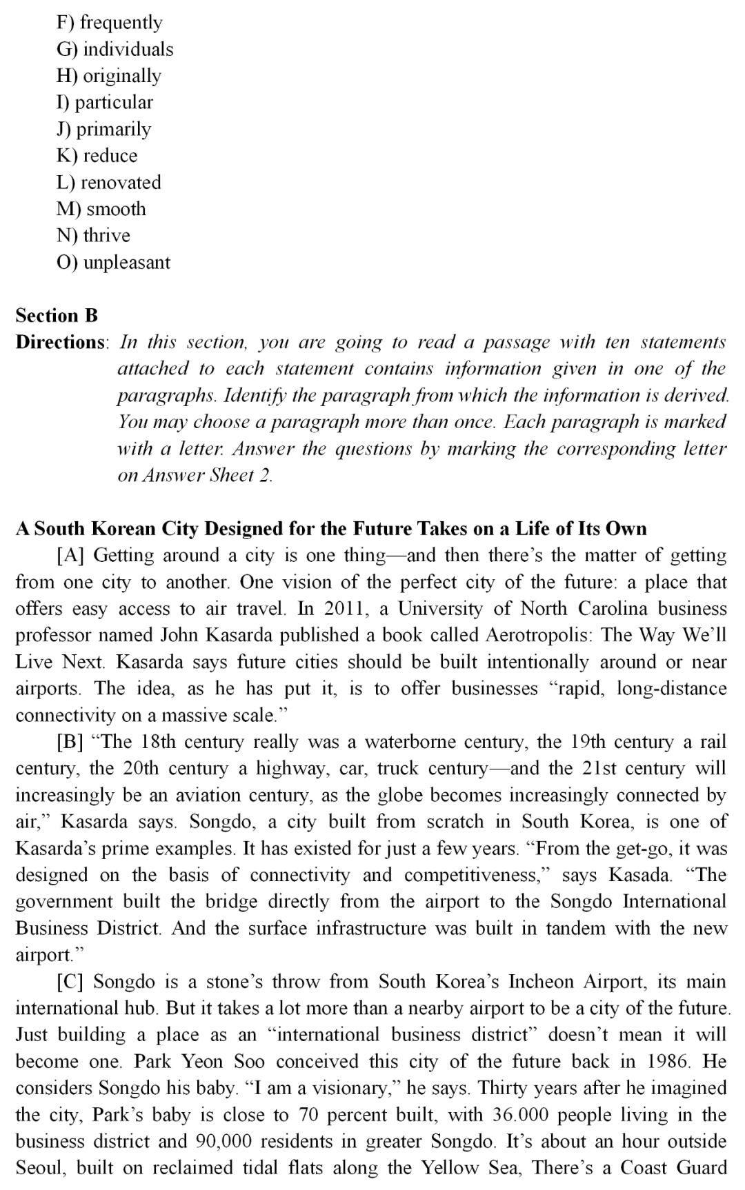 2019年十二月英语四级真题及答案,2019年12月英语四级真题官方答案
