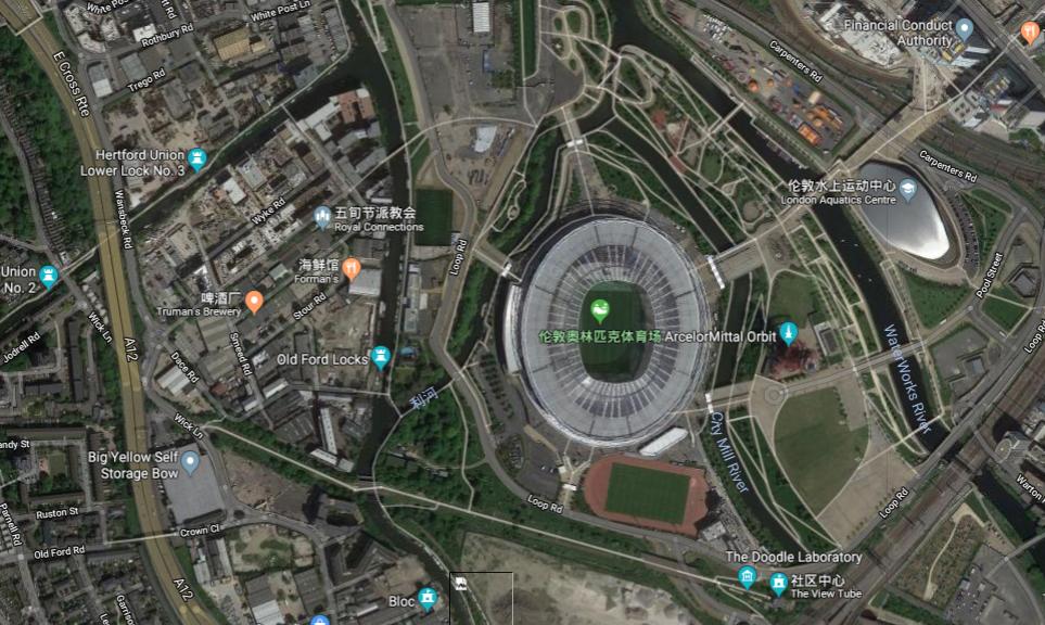 伦敦的著名足球场,用谷歌地图看地方