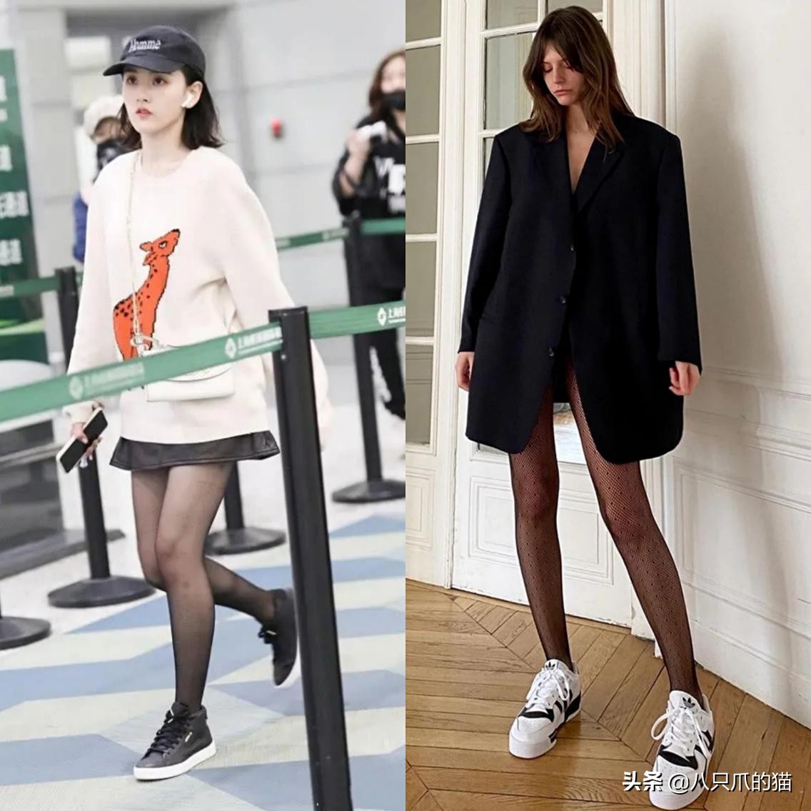 法式复古黑白鞋穿搭,复古英伦风深口米白色单鞋穿搭