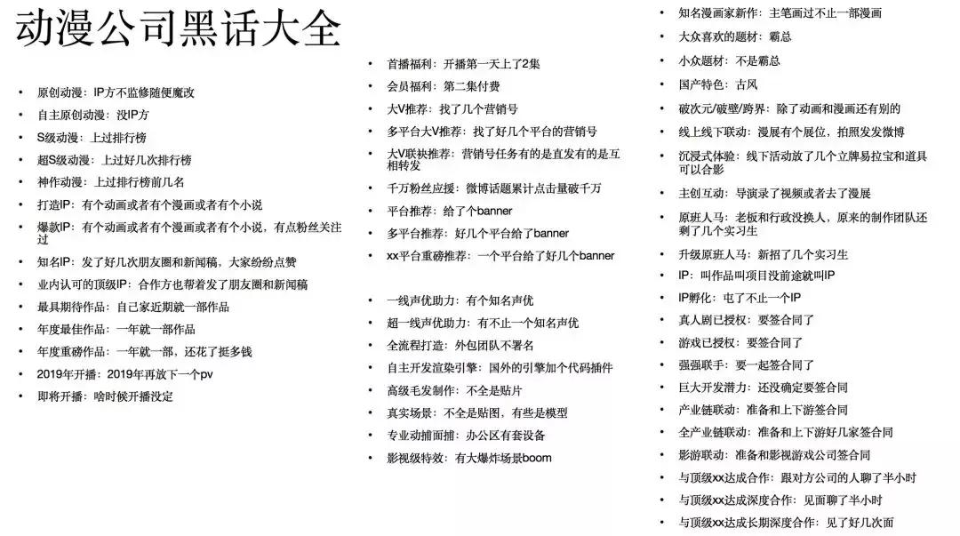 “用53句动漫公司黑话，在柏悦酒店87层和动漫公司老板畅谈未来”