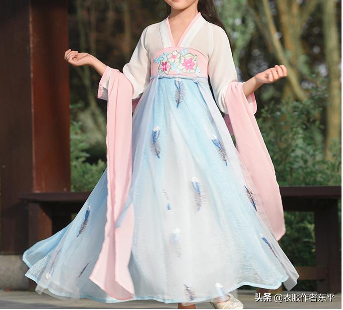 6-12岁女童汉服上衣裁剪图,1-3岁男宝幼儿汉服裁剪图