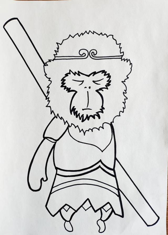 西游记连环画孙悟空线描,孙悟空的简单画法涂色