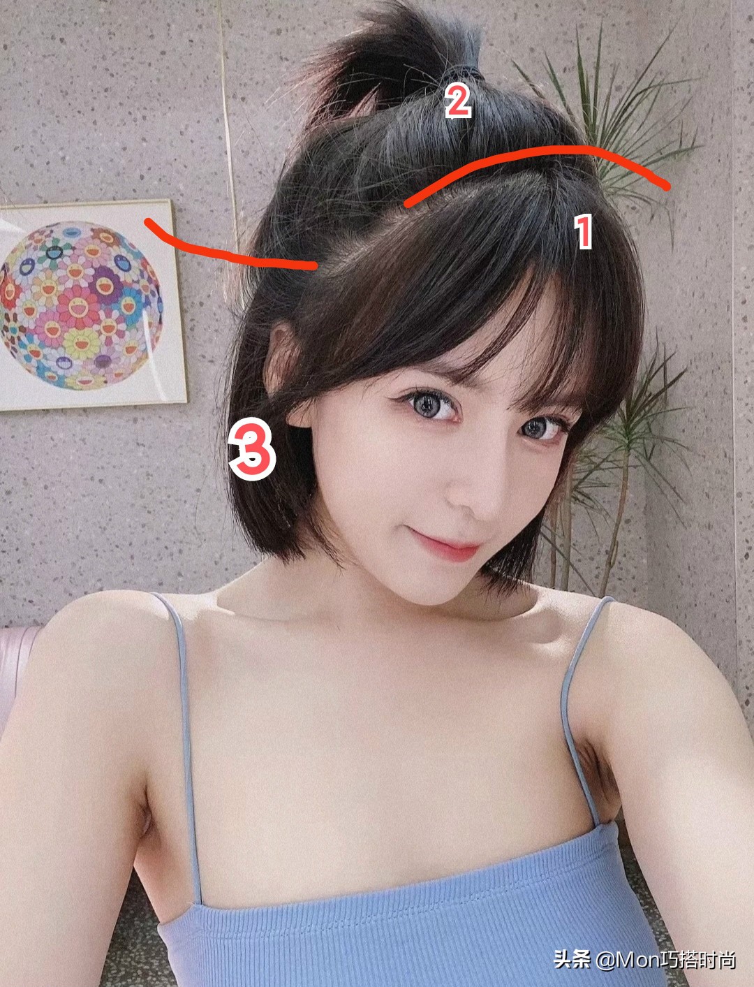 短发半扎发简单好看女生,夏天短发脸大的女生适合什么扎发