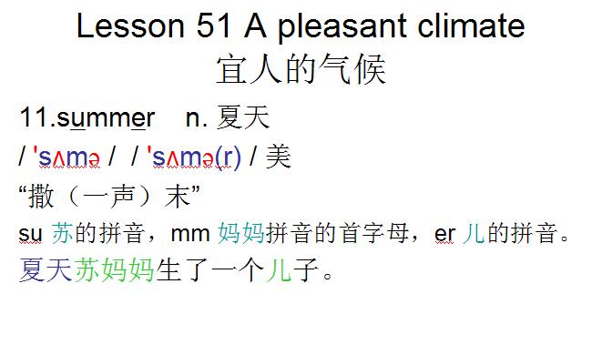 新概念英语第一册，音标课件自学整理Lesson51Apleasantclimate
