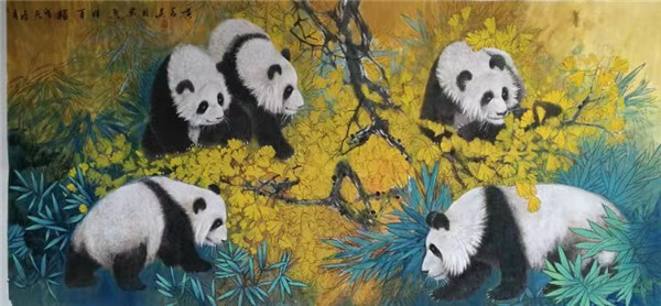 黄若愚的画,张玉涛的熊猫画