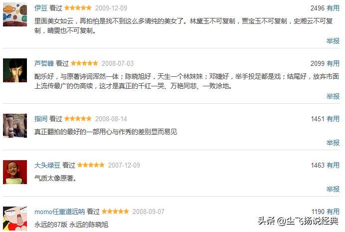 主演整容，导演说陈晓旭不漂亮，9.6分《红楼梦》为啥挨批？