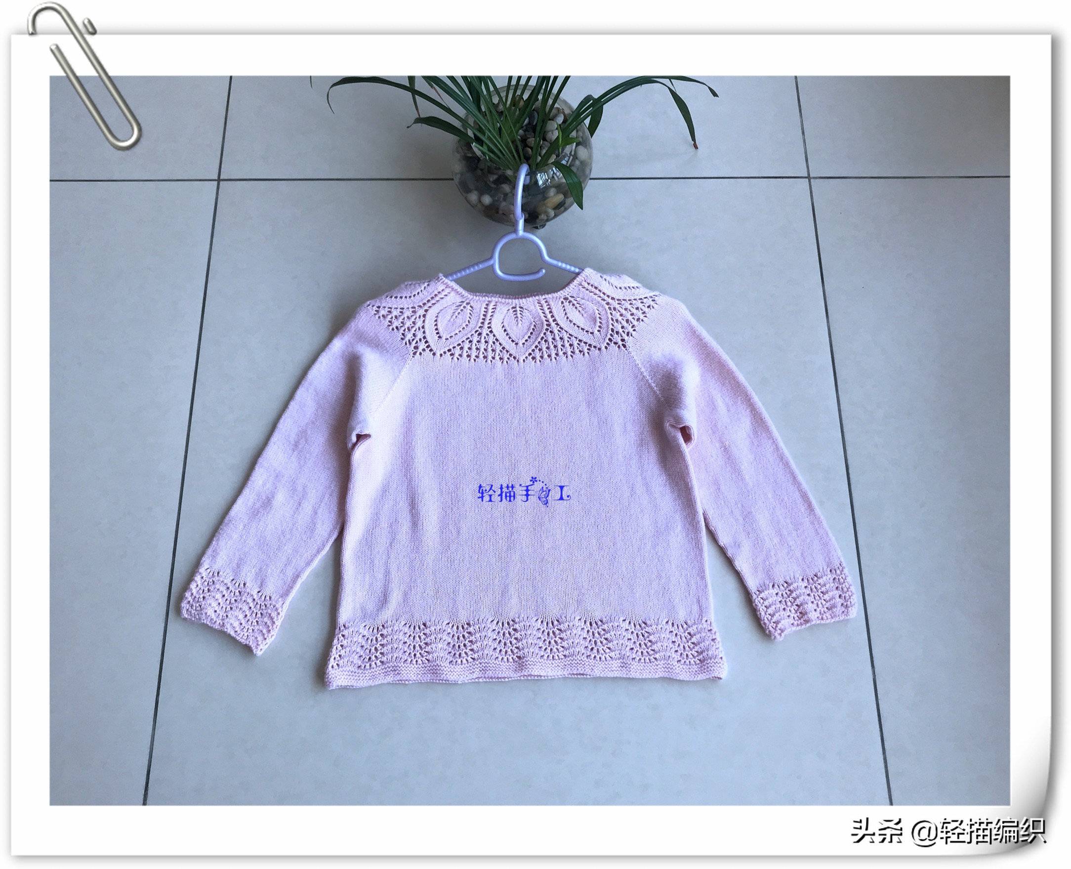 儿童荷叶边套衫的叶子花编织视频,叶子花圆肩套衫袖口的编织方法