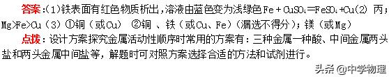 初三化学金属知识点归纳总结,化学中4种金属化学方程式