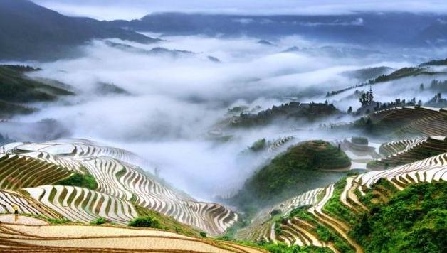 秋季桂林梯田之冠龙脊梯田,广西桂林龙胜龙脊梯田晨景