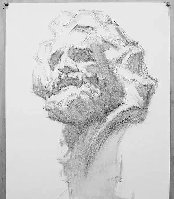 海盗侧面素描石膏头像步骤,素描石膏几何体组合