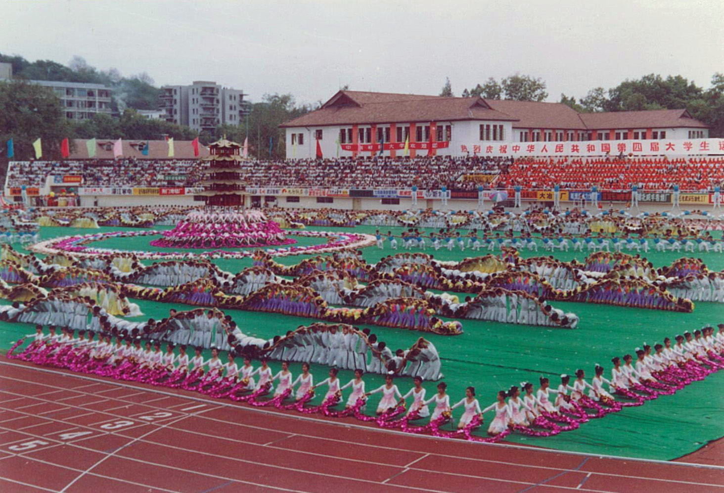 绿树成荫的大学篮球场,操场篮球场足球场